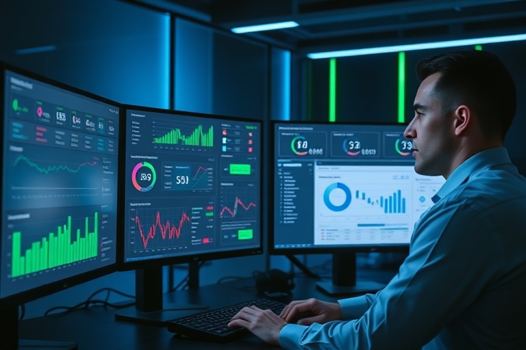 Трейдер за мониторами с интерфейсом EasyPay24